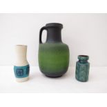 Three West German vases, Carstens floor vase 0325-40, Scheurich 285-18 and Dumler & Breiden 116-25.