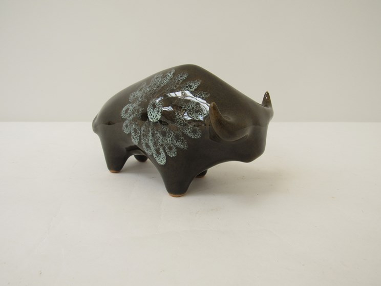 Lotus Pottery 1960's bull figurine,