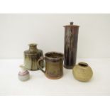 A collection of studio pottery including Glynn Hugo vase.