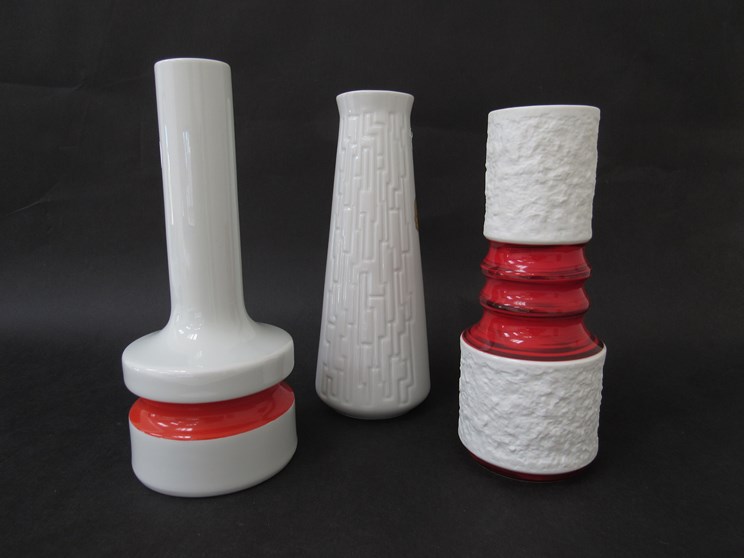 Three West German white porcelain vases, Waldershof Bavaria, Winterling and Royal KPM,