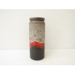 A West German Scheurich floor vase, flame red and black lava glazes.