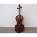 An early-mid full size (4/4) violin, two piece back,