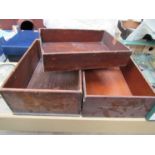 Three wooden filing boxes,