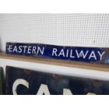 An Eastern Railways poster board heading, enamel chipping to several areas,