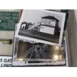 A quantity of black and white photographs of signal boxes and stations