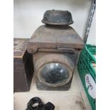 A black painted LNER crossing gate lamp case