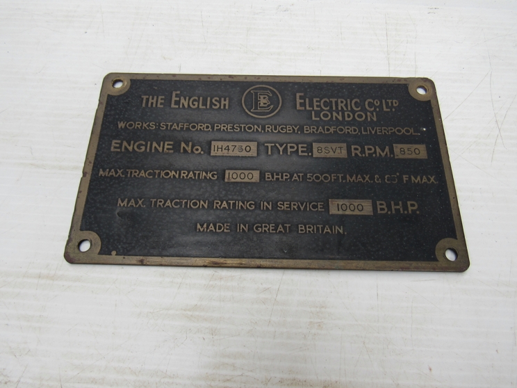 *Amended* An English Electronic Co London Works plate