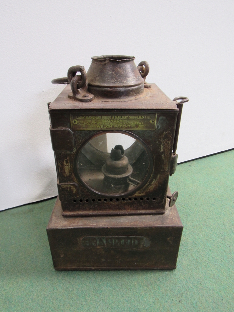 An LNER signal lamp interior stamped BRAMFORD,