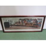 A framed and glazed carriage print depicting North Staffordshire Railway near Stoke