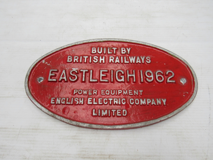 An aluminium B.R. Eastleigh 1962 works plate