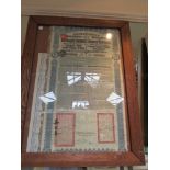 A framed and glazed Chinese £20 bond agreement dated 1913 for the LUNG-TSING-U-HAI RAILWAY 40.