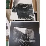 A quantity of black and white photographs of steam and electric London Transport