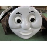 A fibreglass standard gauge headboard in the style of Thomas the Tank Engine