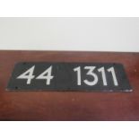 An aluminum steam locomotive smoke box number plate 44 1311 from Deutsche Reichsbahn class 44