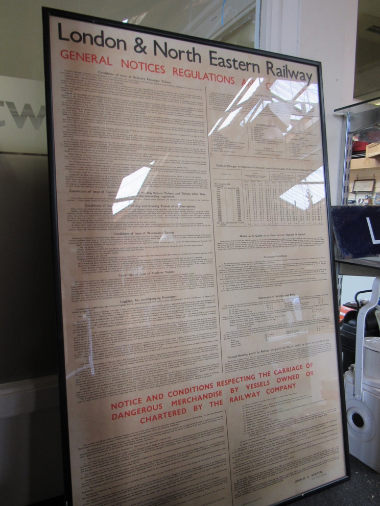 A framed and glazed poster - LNER General Notices,