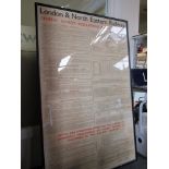 A framed and glazed poster - LNER General Notices,