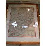 A framed and glazed map of GER system consisting of Norfolk,