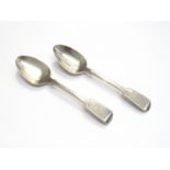 Two William IV silver spoons with crested handles,