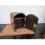 A 19th Century rosewood and tortoiseshell jewellery cabinet with applied brass mounts,