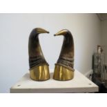 A pair of 19th Century brass capped buffalo horns,