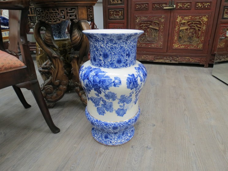 A Doulton blue and white floor vase with floral design, - Image 2 of 3