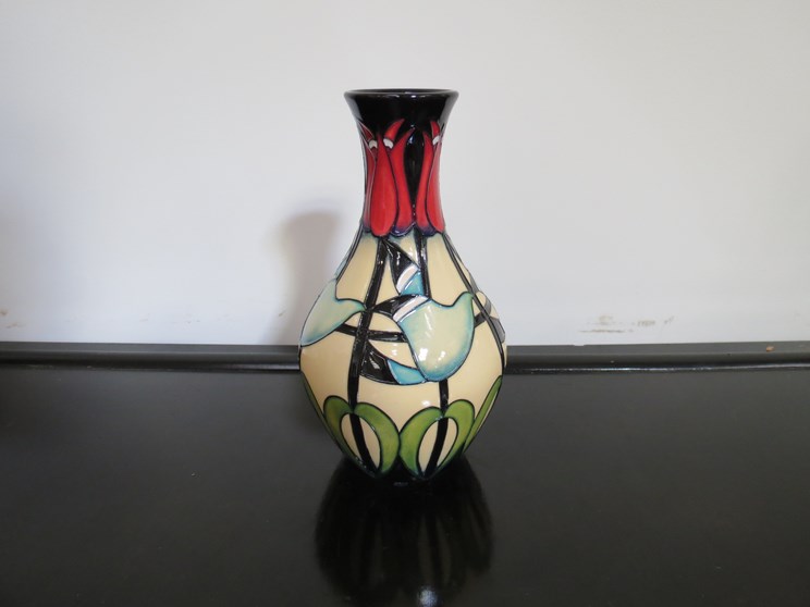 A Moorcroft "Bluebird" vase (graded). Signed E 3.0/35. Designed by Nicola Slaney.