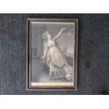 A framed and glazed 18th Century engraving 'Mrs Siddons in the Tragedy of the Grecian Daughter' by