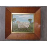 A mid 20th Century oil on canvas naive study of a sheep signed P.