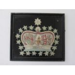 A Circa 1900 Royalist woolwork picture decorated with Royal Crown, national flags,