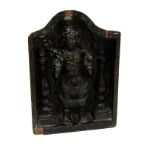 A late 17th early 18th Century miniature carved Indian shrine, 17.5cm x 12.