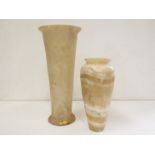 Two marblised vases one with white striations,