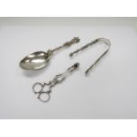 A pair of Georgian pierced silver sugar tongs,