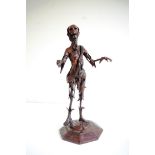 A memoir- mento macarb carved figure of a skeleton 77cm tall x base30cm wide