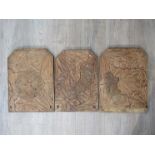 Three early 20th Century carved floral panels 43cm x 32cm