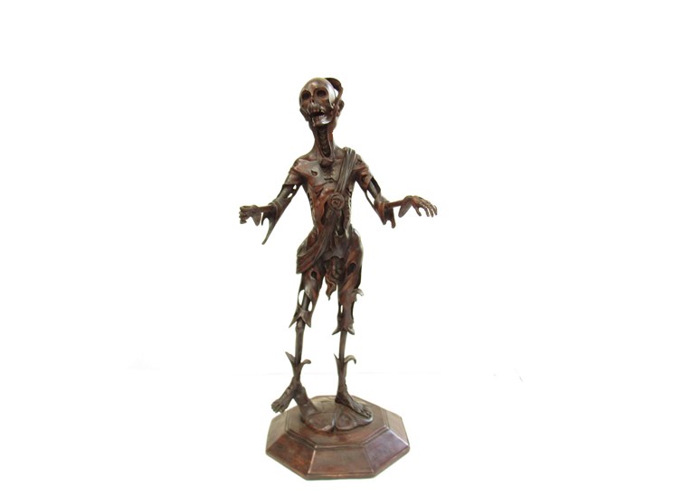 A memoir- mento macarb carved figure of a skeleton 77cm tall x base30cm wide - Image 2 of 6