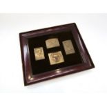 Four bronze miniature plaques framed as one including bust of Ludwig Van Beethoven 20cm x 25cm