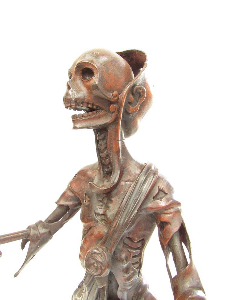 A memoir- mento macarb carved figure of a skeleton 77cm tall x base30cm wide - Image 3 of 6