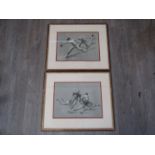 A pair of framed and glazed prints after A.