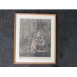 After Rembrandt Harmensz Van Rijn, an etching on card,