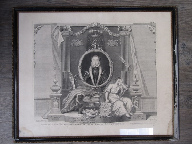 Two framed and glazed 18th Century etchings of Lady Jane Grey and of her mother, 'Frances, - Image 2 of 3