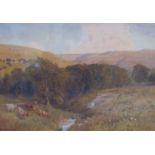 WILLIAM EYRE WALKER (1847-1930): A watercolour of Valley landscape,