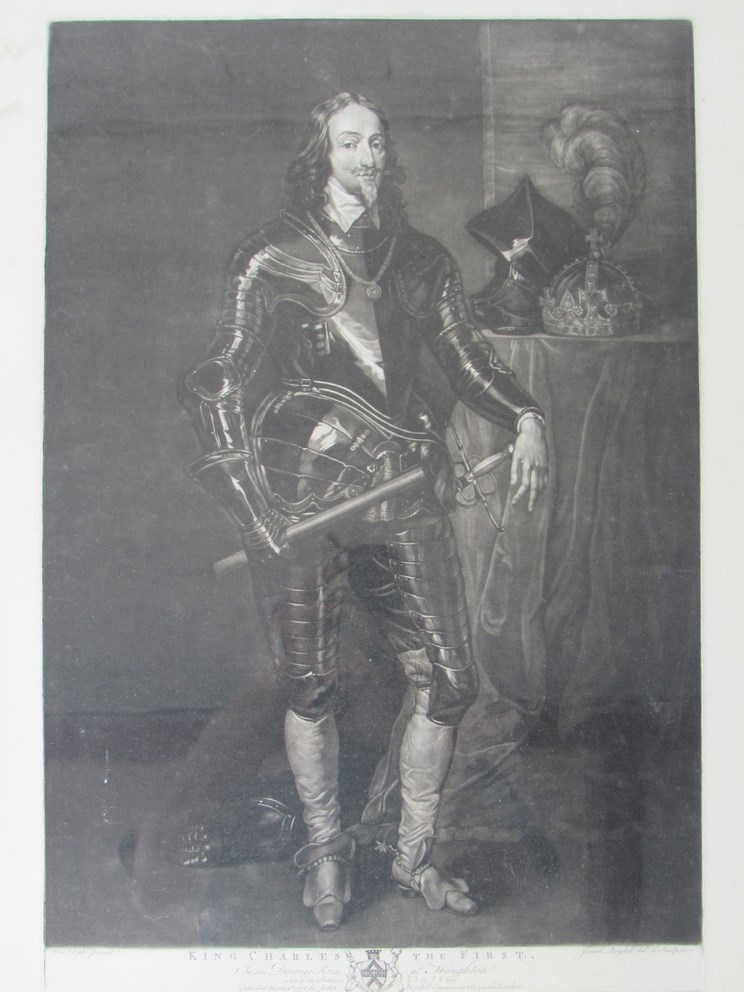 An 18th Century mezzotint of King Charles I by Josiah Boydell after the original by Van Dyke, - Image 2 of 3