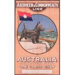 ABERDEEN AND COMMONWEALTH LINE TO AUSTRALIA VIA MALTA, PORT SAID AND COLUMBO ONE CLASS ONLY.