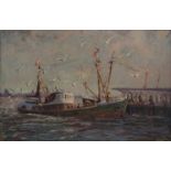 H. EDWARD (TED) COLLIN (XX): A framed oil on board "Early Morning at Yarmouth". Signed bottom left.