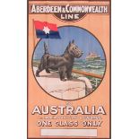 ABERDEEN AND COMMONWEALTH LINE TO AUSTRALIA VIA MALTA, PORT SAID AND COLUMBO ONE CLASS ONLY.