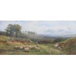 GEORGE SHALDERS (1826-1873) A pair of watercolours of shepherd and flock in meadow and landscape