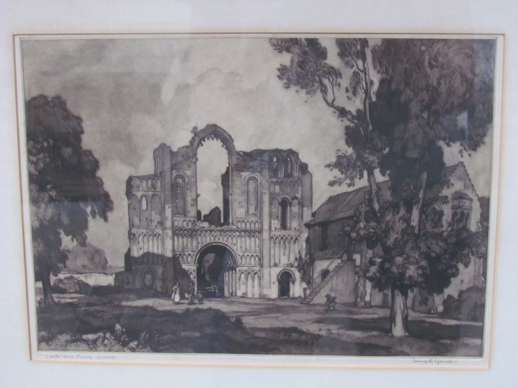 LEONARD SQUIRRELL (1893-1979): A framed and glazed etching - "Castle Acre Priory, Norfolk".