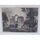 LEONARD SQUIRRELL (1893-1979): A framed and glazed etching - "Castle Acre Priory, Norfolk".