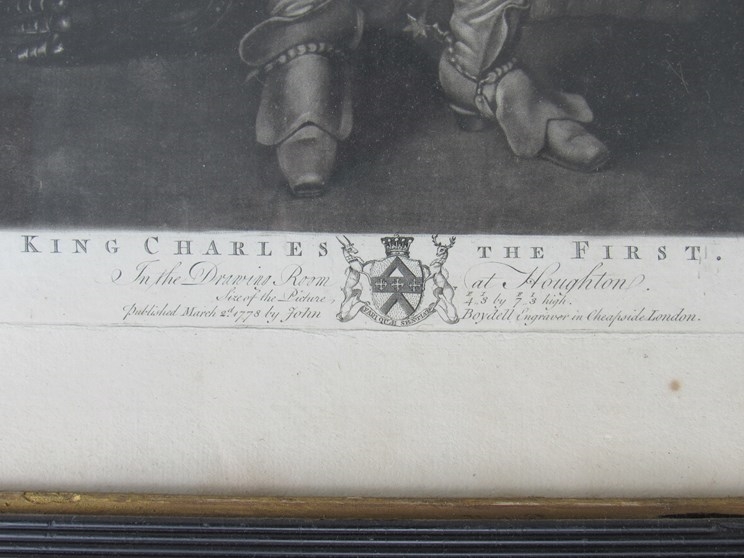 An 18th Century mezzotint of King Charles I by Josiah Boydell after the original by Van Dyke, - Image 3 of 3