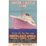 UNION- CASTLE LINE 'TRAVEL THE BIG SHIP WAY' SOUTH AND EAST AFRICA... ROYAL MAIL SERVICE.